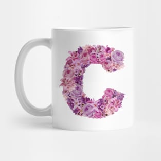 Pink Floral Letter C Mug